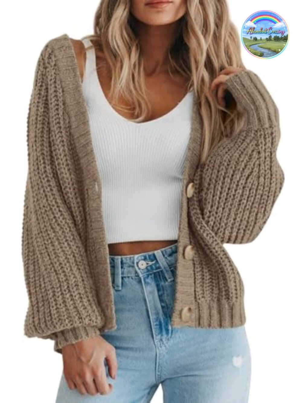 Chunky Knit Open Front Cardigan Sweater Women Long Sleeve V Neck Button Down